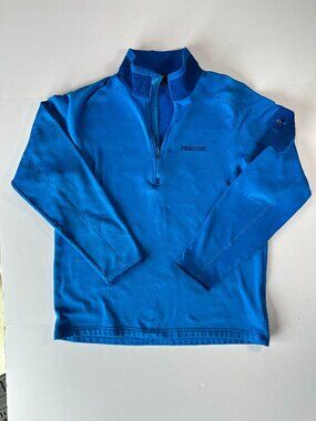 Marmot Men's Large Blue Quarter Zip Fleece Pullover Hiking Outdoor